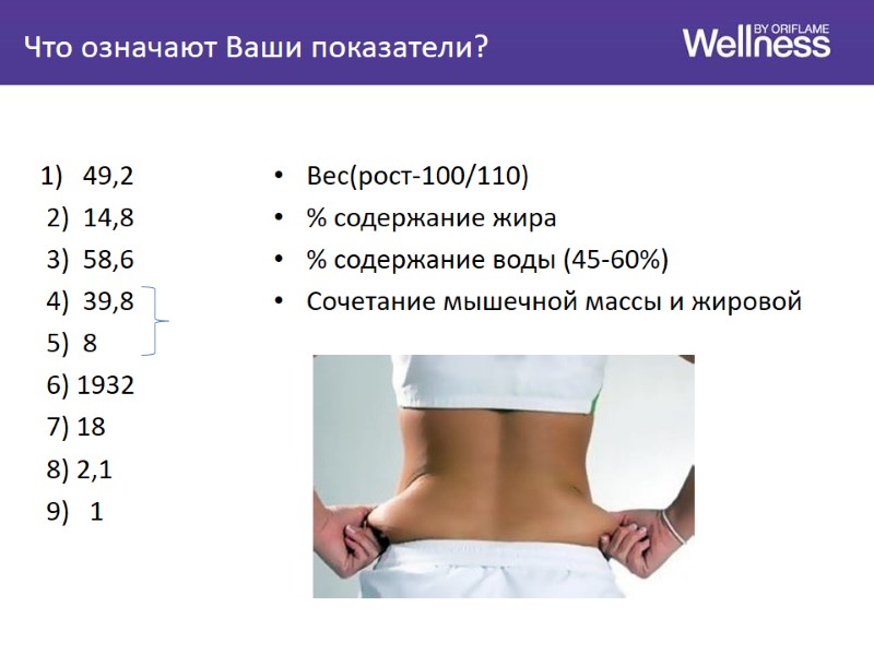 Что означают Ваши показатели? 1)   49,2   2)  14,8 